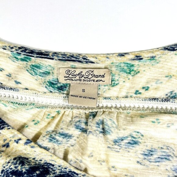 Lucky Brand - Live in Love - Women's Sz S - Blue, Green & Yellow Chevron Design - Picture 4 of 11